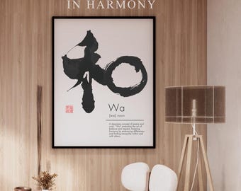 Japanese Calligraphy Art: Wa - Harmony Symbol (Digital Download)