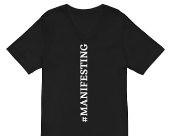 Unisex Short Sleeve V-Neck T-Shirt (MANIFESTING)