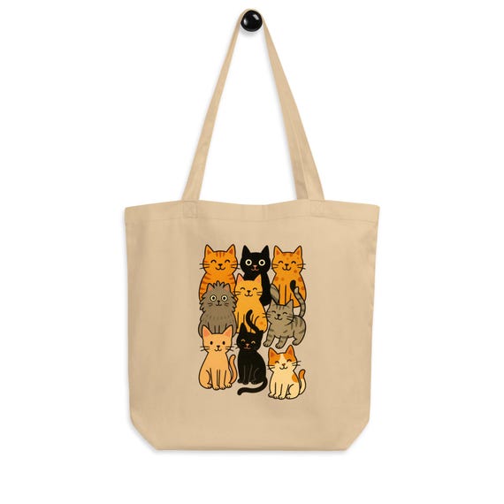 Eco Tote Bag, Cat print tote, Cat Lover, Cat lover bag
