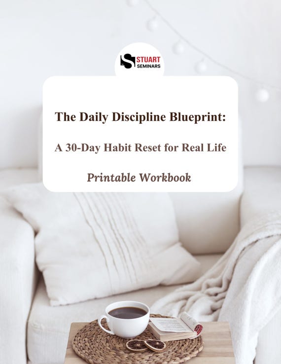 30-Day Discipline Workbook PDF – Self-Improvement Challenge, Habit Tracker Journal, Daily Mindset Planner – Digital Download