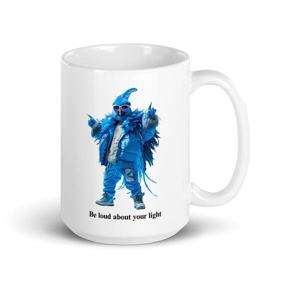 White glossy mug 15oz (Blue Jay)