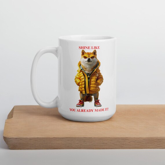 White glossy mug 15oz (Inu Dog)