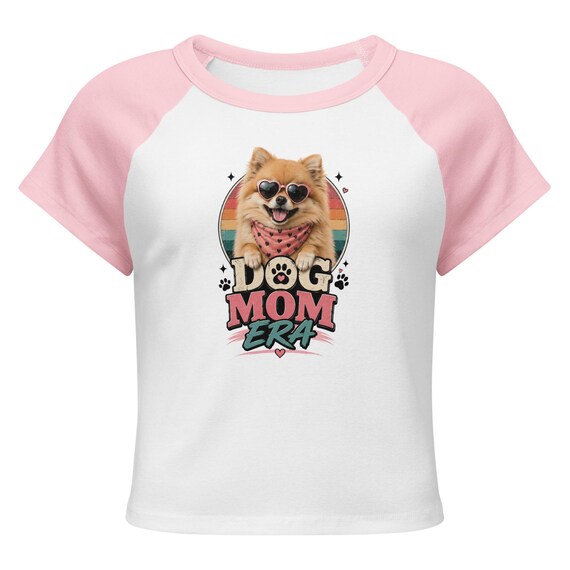 Women’s micro rib raglan baby tee (Dog Mom Pomeranian)