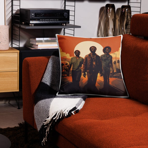 Premium Pillow, Black Art, Retro Art, Retro pillow