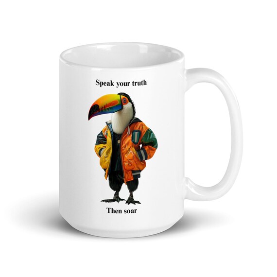 White glossy mug 15oz (Toucan)