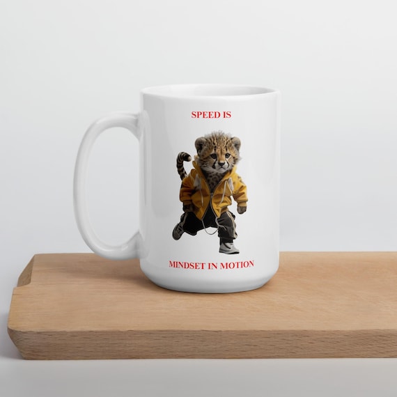 White glossy mug 15oz (CHEETAH CUB)