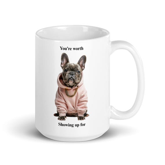 White glossy mug 15oz (French Bulldog)
