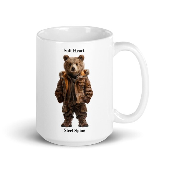 White glossy mug 15oz (Grizzly Bear Cub)