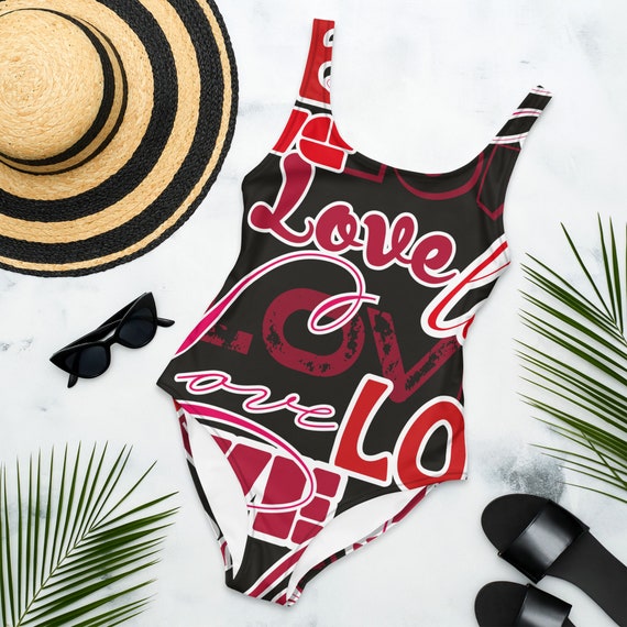 One-Piece Swimsuit, Love swimsuit, women's swimsuit
