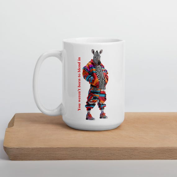 White glossy mug 15oz (Zebra)