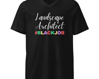 Camiseta unissex de manga curta e decote em V (arquiteto paisagista)
