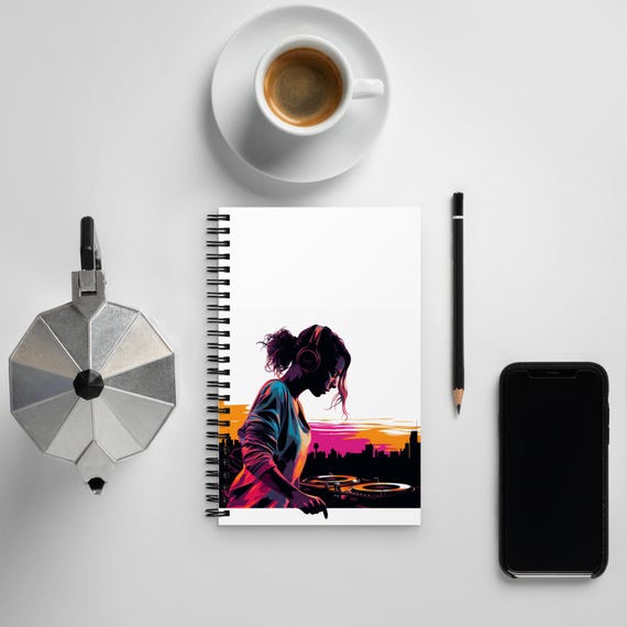 Spiral notebook (Female DJ), Journal Gift, Gift for DJ, DJ Gift