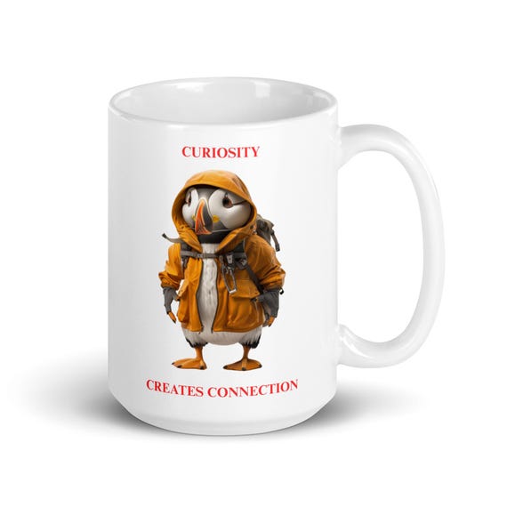 White glossy mug 15oz (PUFFIN)