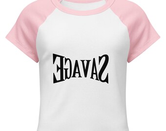 Camiseta feminina raglan micro canelada (SAVAGE)