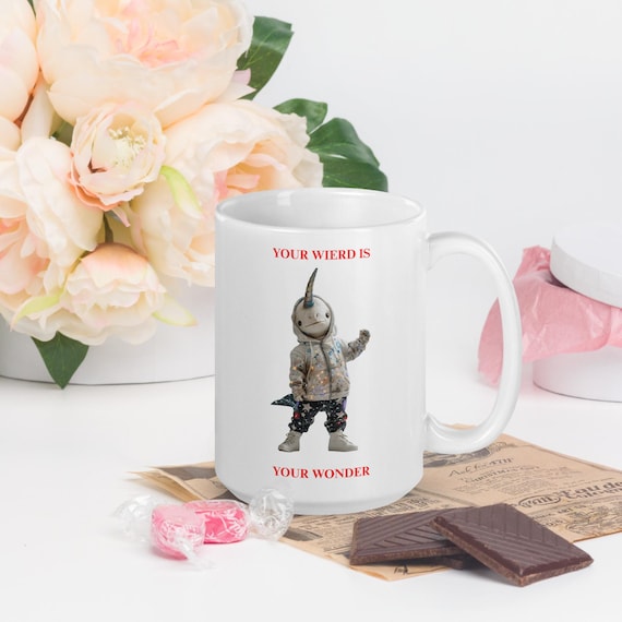 White glossy mug 15oz (NARWHAL CALF)