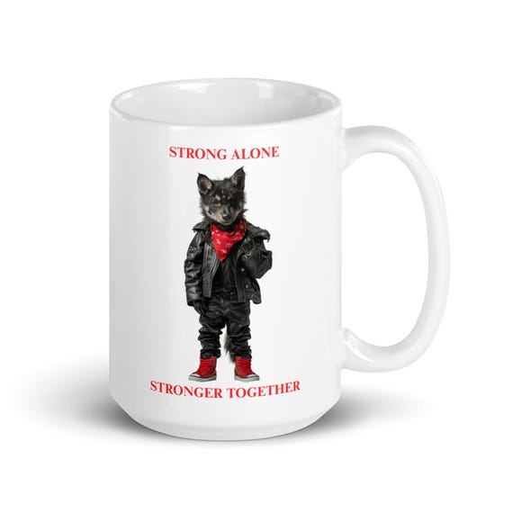 White glossy mug 15oz (Wolf Pup)