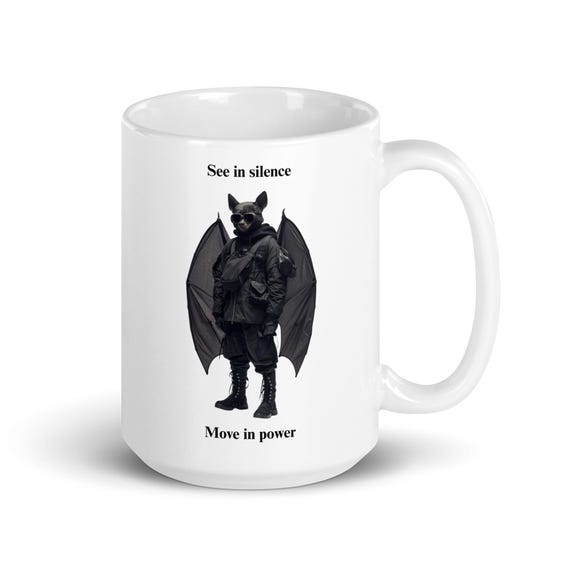 White glossy mug 15oz (Bat)
