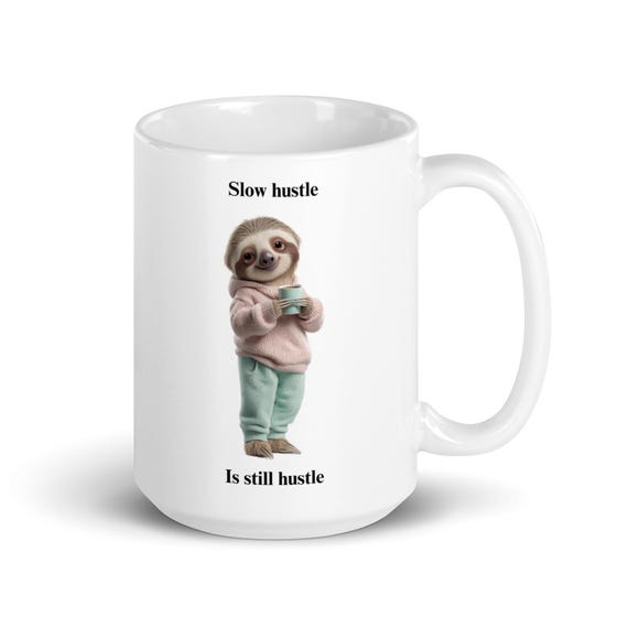 White glossy mug 15oz (Sloth)