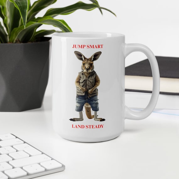 White glossy mug 15oz (KANGAROO JOEY)
