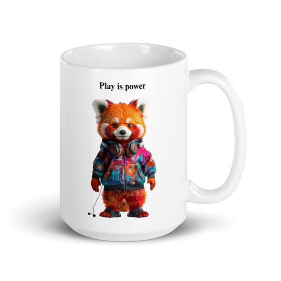 White glossy mug 15oz (Red Panda)