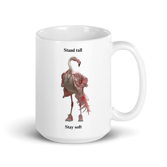 White glossy mug 15oz (Flamingo)