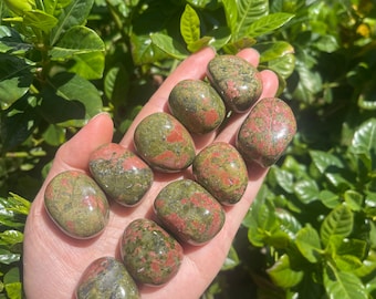 Unakite Tumbled Stone: Heart Chakra Crystal, ~1"