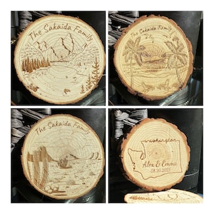Natural Wood Coasters | Custom Engraved | Personalized Coasters | Housewarming Gifts | Wedding Favor | Engraved Coaster