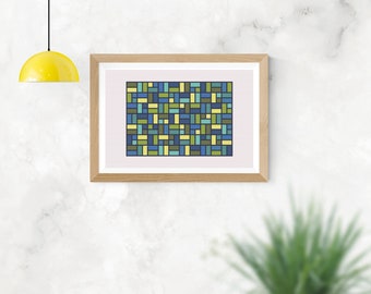 Geometric, green box cross stitch pattern