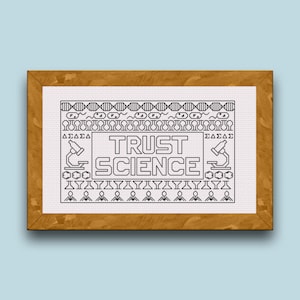 Trust Science Blackwork cross stitch pattern, two versions