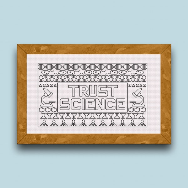 Trust Science Blackwork cross stitch pattern, two versions