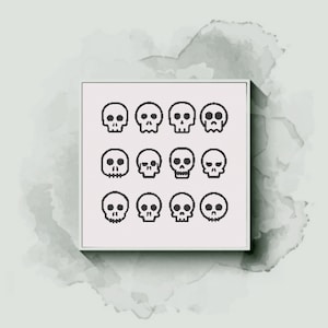 Mini Skulls Cross Stitch Pattern, PDF pattern