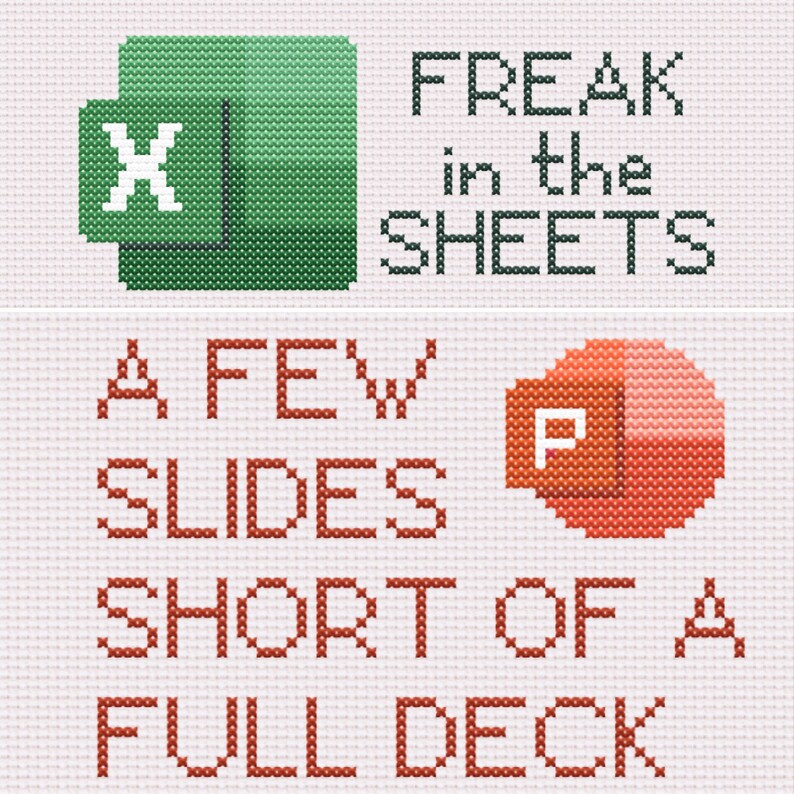 Microsoft Excel, Word, Teams, Powerpoint Cross Stitch Patterns Etsy