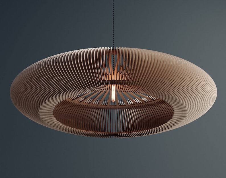 Makena Wood Pendant Light / Modern light / Handmade Lamp / Ceiling Lamp/ Chandelier / Hanging Lights / Wood Lampshade / Lamp Shade 48 image 4