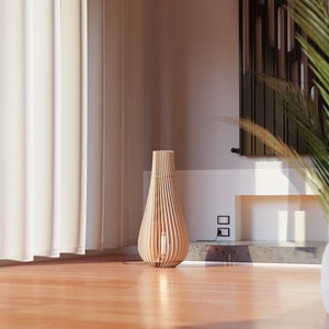 Modern Wood Lamp Shade/ Floor Lamp/ Statement Lampshade/ Handmade Light Shade/ Housewarming Gift/ Wedding Gift/ Lamp Home Furnishing 81 image 2