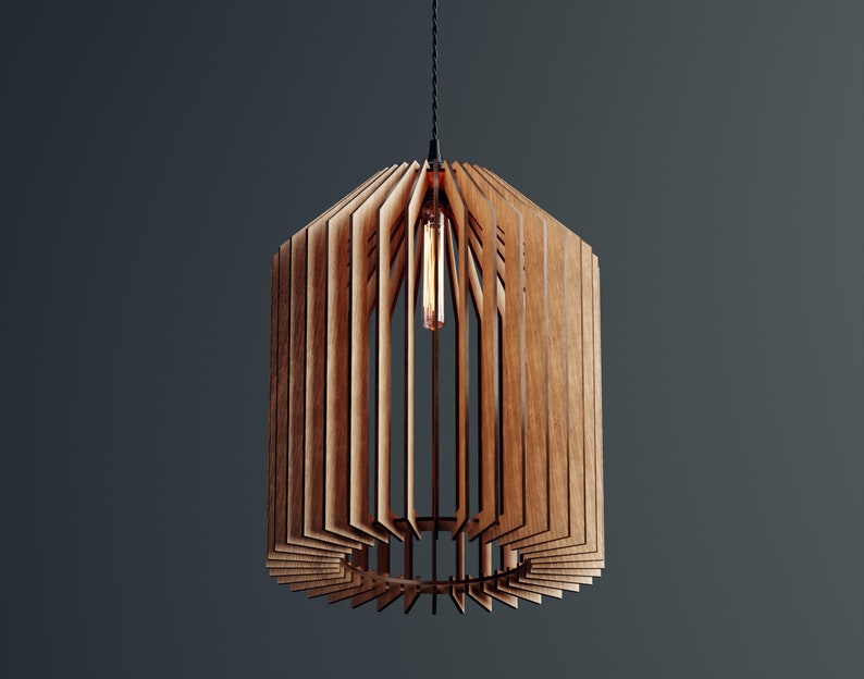 Wood Pendant Light / Modern light / Handmade Lamp / Ceiling Lamp/ Chandelier / Hanging Lights / Wood Lampshade / Lamp Shade/ Housewarming 33 image 3