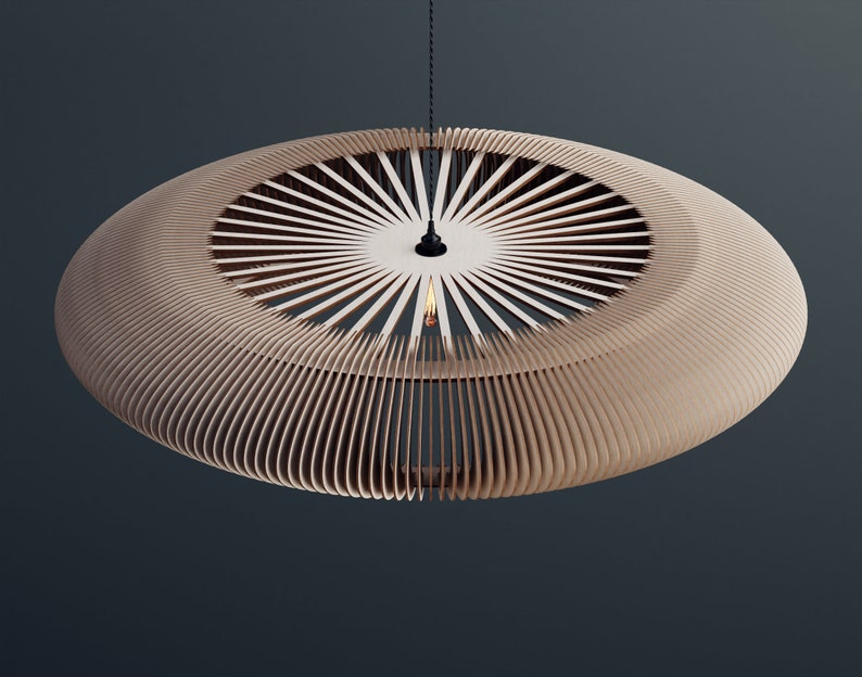 Makena Wood Pendant Light / Modern light / Handmade Lamp / Ceiling Lamp/ Chandelier / Hanging Lights / Wood Lampshade / Lamp Shade 48 image 3