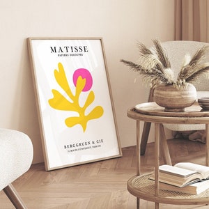 Yellow & Pink Print, Matisse Wall Art, Modern Art Poster, Pink Print, Botanical Wall Art, Vibrant Wall Decor, Living Room Art, Printable Art