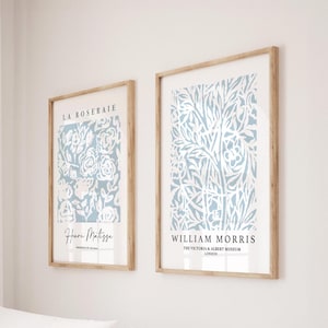 2 Duck Egg Blue Matisse Prints, Blue Wall Art, Modern Art Poster, Blue Print, Floral Wall Art, Neutral Wall Decor, Living Room Art Printable