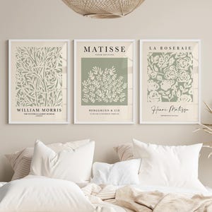 Set di 3 stampe verde salvia, stampe da parete verdi, poster d'arte moderna, stampe verdi, stampe da parete floreali, decorazioni da parete neutre, 3 stampe da soggiorno, stampabili