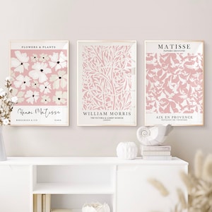 Blush Pink Matisse Prints, Pink Wall Art, Modern Art Posters, Pink Prints, Floral Wall Art, Neutral Wall Decor, Living Room Art, Printable