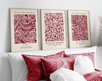 William Morris Bourgondische botanische kunstprints - set van 3 (digitale download)
