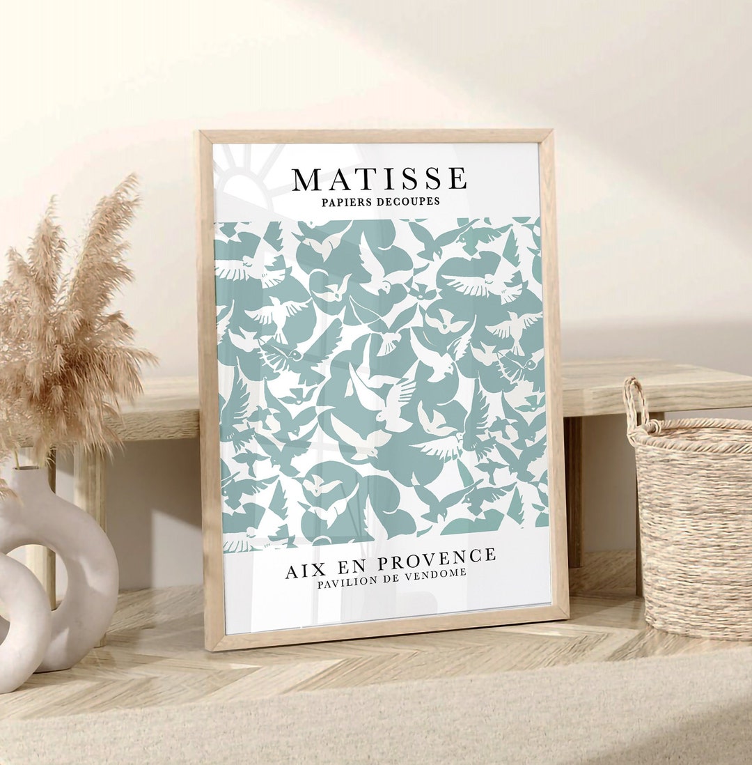 Teal Matisse Birds Print, Teal Wall Art, Modern Art, Turquoise Print ...