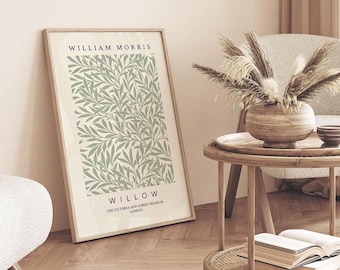 Saliegroene William Morris Willow-print: botanische muurkunst (digitale download)