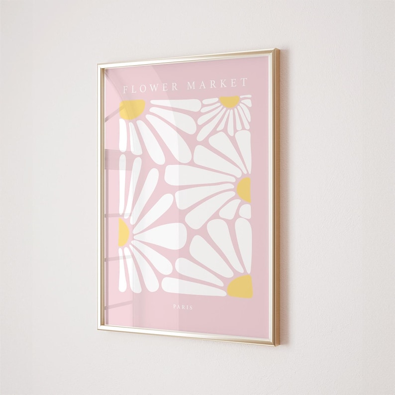 Pink Daisy Prints Set: Modern Floral Wall Art (Digital Download) image 6