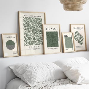 Forest Green Prints, 5er Set, grüne Wandkunst, moderne Kunst Poster, grüne Drucke, cremefarbene Wandkunst, neutrale Wanddekoration, Wohnzimmer Kunst, Printables