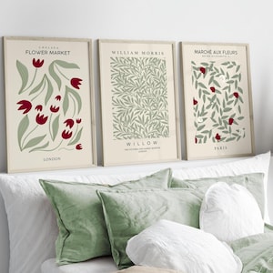 3 Conjunto de estampas Borgonha e Sálvia, Arte de parede de mercado de flores, Arte moderna, Impressão verde, Pôster Boho, Decoração de parede Borgonha, Arte de parede neutra, Para impressão