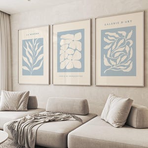 Duck Egg Blue Matisse Print, Blue Wall Art, Modern Art Poster, Blue Print, Floral Wall Art, Neutral Wall Decor, Living Room Art, Printable