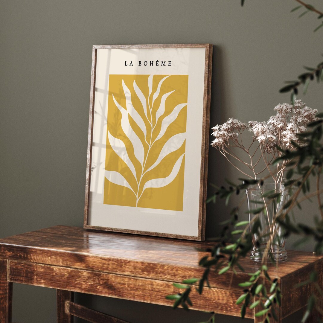 Botanical Mustard Yellow & Cream Print: Digital Download | Paris Art ...