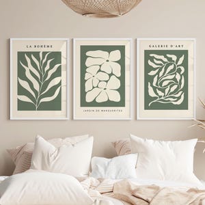 Bosgroene prints, 3 sets, groene muurkunst, moderne kunstposter, groene prints, crème muurkunst, neutraal muurdecor, woonkamerkunst, printables