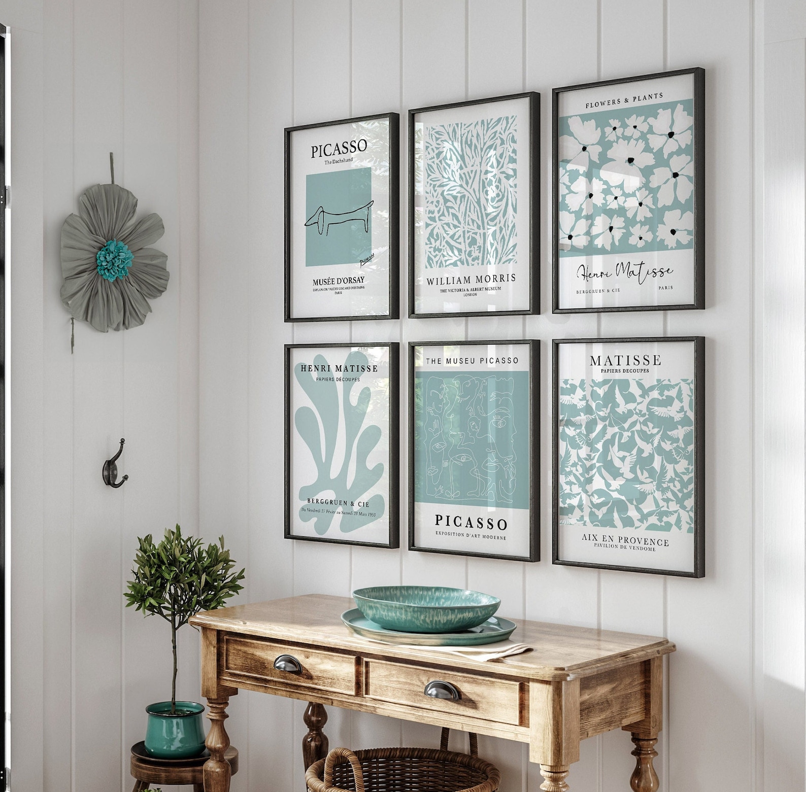 6 Teal Print Bundle, Teal Blue Wall Art, Modern Art Poster, Teal Green Print, Matisse Wall Art ...